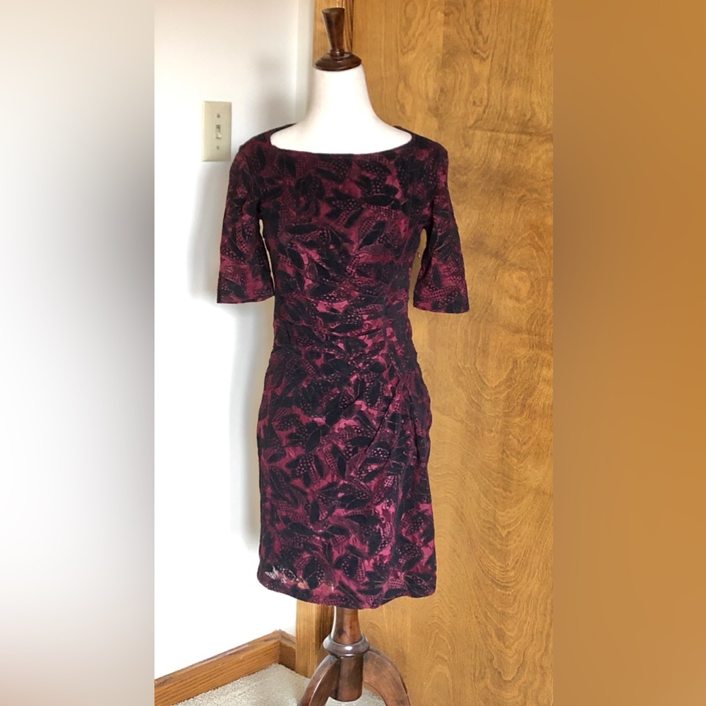 ANTROPOLIGIE MAEVE DRESS -  Burgandy lace & velvet dress